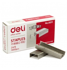 得力(deli) 0011 不銹鋼訂書針 24/6 （1000支/盒，10盒/條）