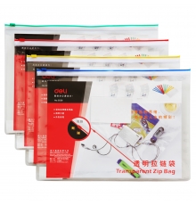 得力（deli）透明PVC拉鏈袋 5526（混色，A4，12個(gè)/包）