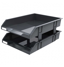 得力（deli）9205 雙層文件盤/座（兩種適用方式；黑、灰兩色；18只/箱）