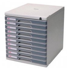 得力（deli）977-10 十層硬塑文件柜（帶鎖，規(guī)格：350*285*320mm）