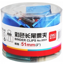 嚴(yán)采/得力（deli）筒裝長(zhǎng)尾票夾彩色 50mm 1# 8551（12只/筒，48筒/件）