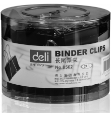 得力（deli）筒裝長(zhǎng)尾票夾黑色 41mm 2# 8562（24只/筒，36筒/件）