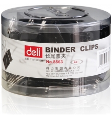 得力（deli）筒裝長(zhǎng)尾票夾黑色 32mm 3# 8563（24只/筒，48筒/件）