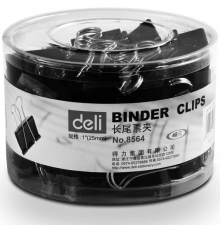 得力（deli）筒裝長(zhǎng)尾票夾黑色 25mm 4# 8564（48只/筒，48筒/件）