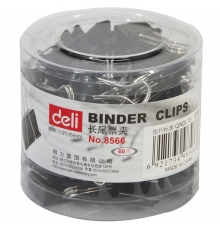 得力（deli）筒裝長(zhǎng)尾票夾黑色 15mm 6# 8566（60只/筒，60筒/件）