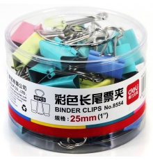 嚴(yán)采/得力（deli）筒裝長(zhǎng)尾票夾彩色 25mm 4# 8554（48只/筒，48筒/件）