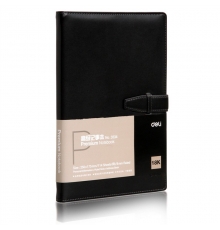 得力(deli) 3334 簡(jiǎn)約扣帶皮面本/記事本（黑色，18K/114頁(yè)）