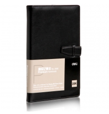 得力(deli) 3335 簡(jiǎn)約扣帶皮面本/記事本（黑色，25K/114頁(yè)）