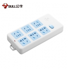 公牛插座 帶兒童保護(hù)門電源接線板插排插線板插板GN-109K新國標(biāo) 6插位 無線藍(lán)白款（需要自行配置電源線或插頭請(qǐng)謹(jǐn)慎購買）
